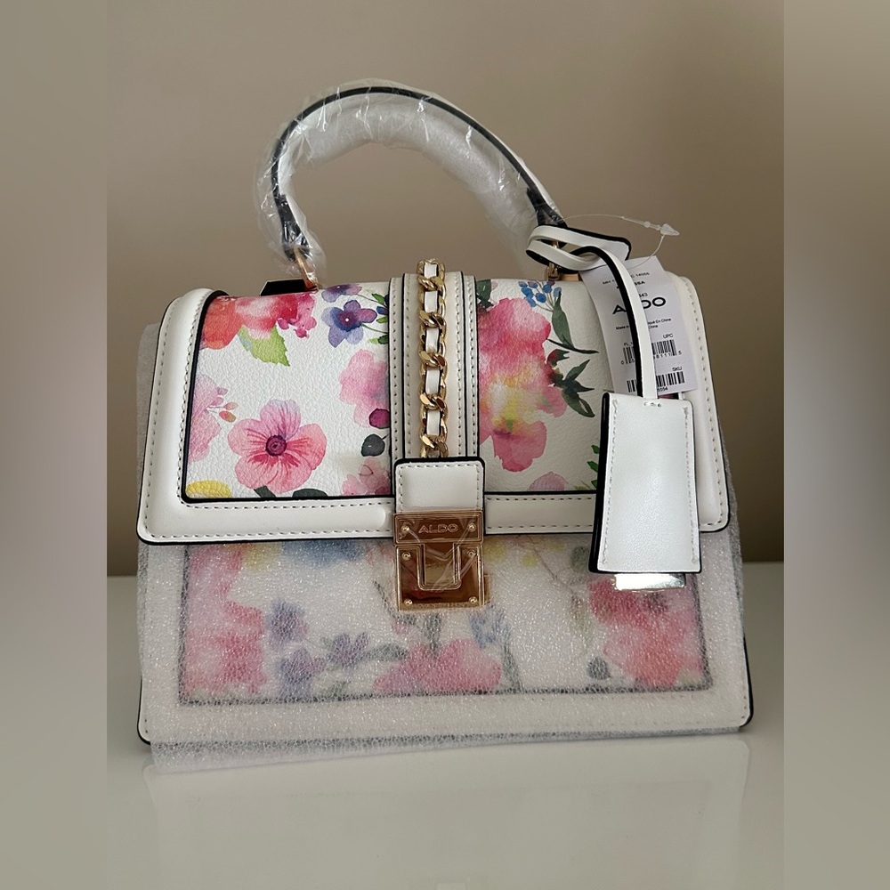 Aldo Floral Crossbody Bag - White and Pink - Picture 7 of 13